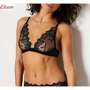 ETAM NWT PALMES BLACK TRIANGLE BRALETTE. SIZE 34D